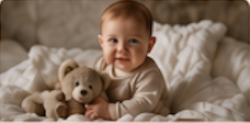 A baby with a teddy bear